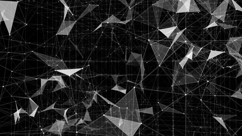 Frozen rotating structure. Broken matrix. Seamless loop. Black background Stock Footage 96989073