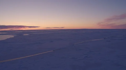 Frozen sea at sunset Stock Footage 128965100