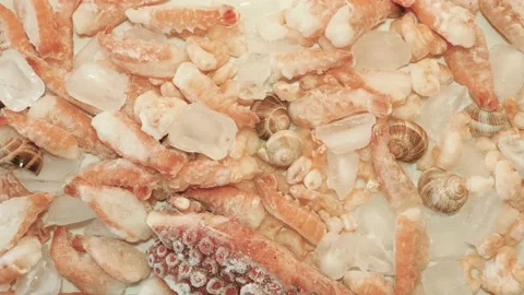 Frozen seafood close up Video stock 134924141