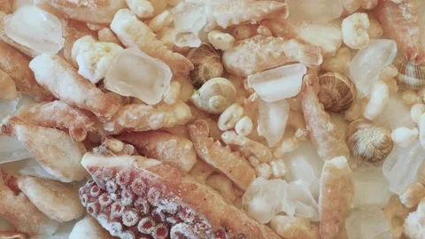 Frozen seafood close up Stock Footage 134924219