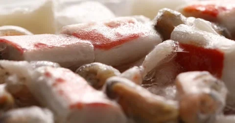 Frozen seafood packed in plastic. Stock Footage 249525685