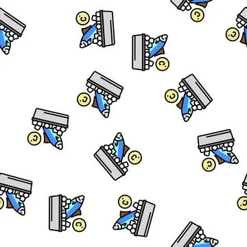 Frozen seafood vector seamless pattern Stock Illustration