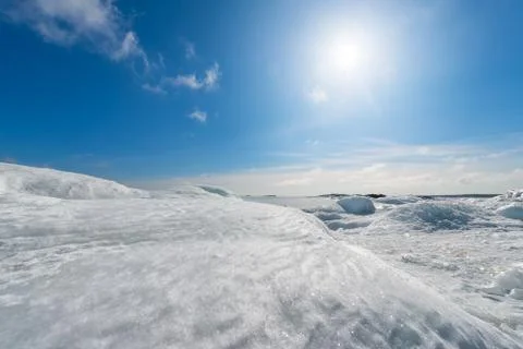 Frozen seashore in winter Stock Photos