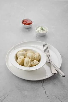 Frozen semifinished dumplings stuffed with beef meat Stock-Fotos