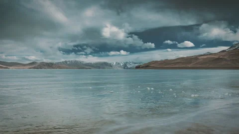 Frozen Serenity: Tso Moriri Winter Timelapse Stock Footage 246997152