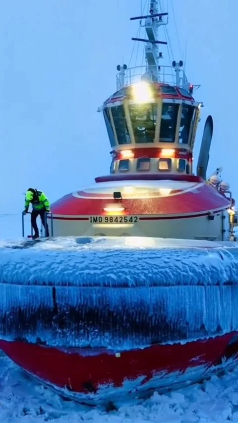 A frozen ship in Antarctic Ocean, 20/03/2024, California. 動画素材 268854853