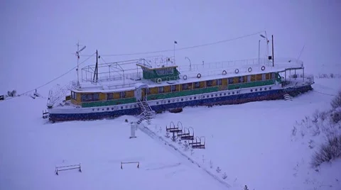 Frozen ship Stock Footage 8526655