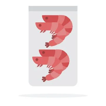 Frozen shrimp in a vacuum packed flat isolated Stock Illustration