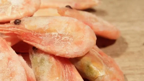 Frozen shrimps, ready for cutting Stock Footage 74805198