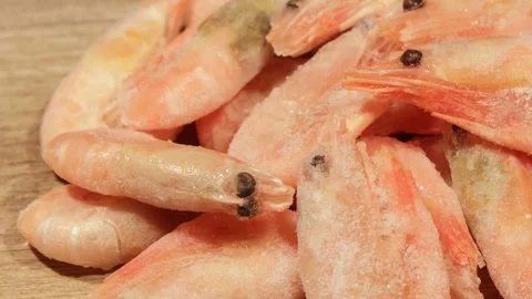 Frozen shrimps, ready for cutting Stock Footage 74805262