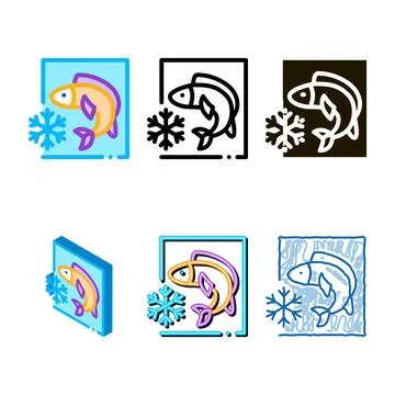 Frozen simplified fish icon vector outline Ilustración de archivo