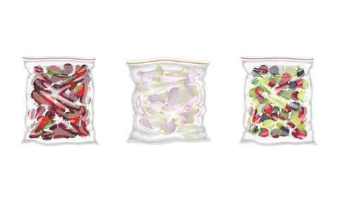 Frozen Sliced Onion and Mixed Berry Prepackaged and Ready to Culinary Use Vector Stock Illustration