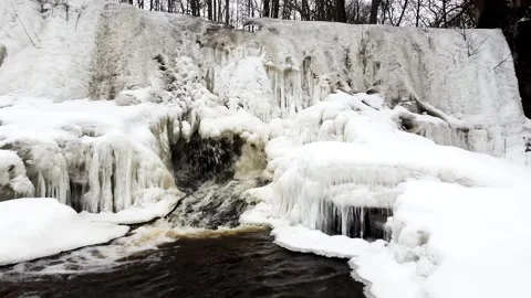 Frozen small waterfall Stock Footage 151505466