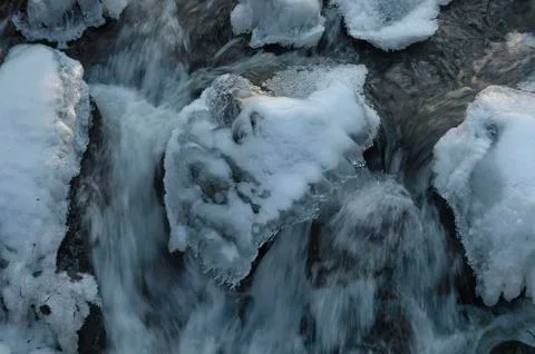 Frozen small waterfall Stock Photos