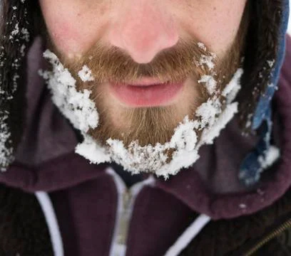 Frozen snow on the beard Stock Photos