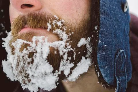 Frozen snow on the beard Stock Photos