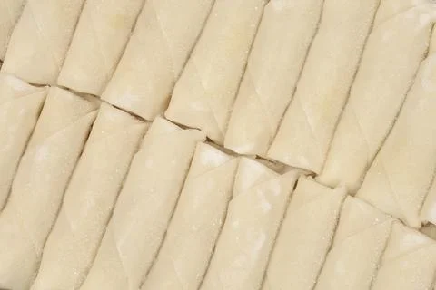 Frozen spring rolls background pattern Stock Photos