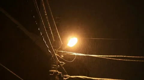 Frozen storm in lantern lamp light Stock Footage 8845371