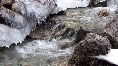 Frozen stream in Himalayas Stock Footage 75040024