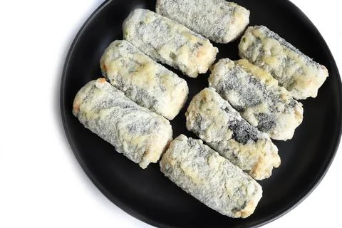 Frozen stuff Deep fried roll Kimmari. Korean Fried seaweed rolls, Kimmari  Stock Photos