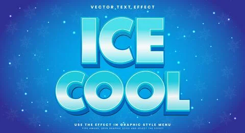 Frozen style Ice cool editable text effect Template Stock Illustration