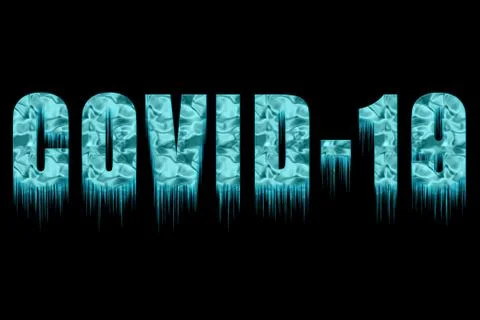 Frozen text - covid19 - with icicles. Stock Illustration