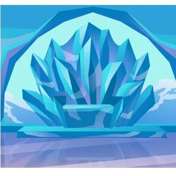Frozen throne and arch. The interior of the ice castle. Sample of poster, party Illustrazione stock