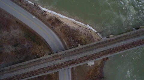 Frozen train tracks 2 4k Stock Footage 52068712