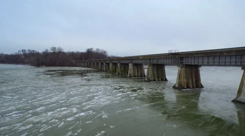 Frozen train tracks 4 4k Stock Footage 52068115
