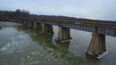 Frozen train tracks 5 4k Stock Footage 52068217