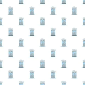 Frozen trash bin pattern background with snow falling Stock Illustration
