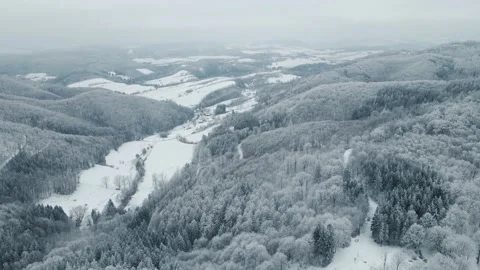 Frozen trees in mountains. Winter landscape. Drone Footage Stock Footage 233163743