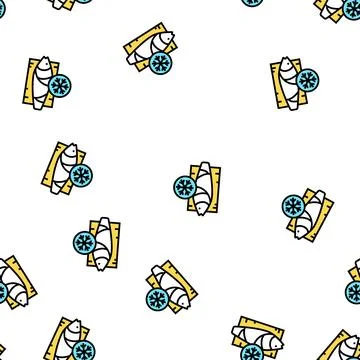 Frozen tuna vector seamless pattern Stock Illustration