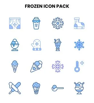 Frozen Two Colour Vector Icons Pack Stock Illustration