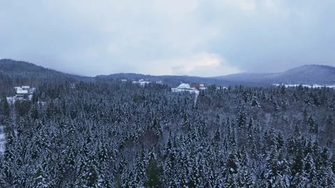 Frozen valley river aerial view Stock Footage 321102751