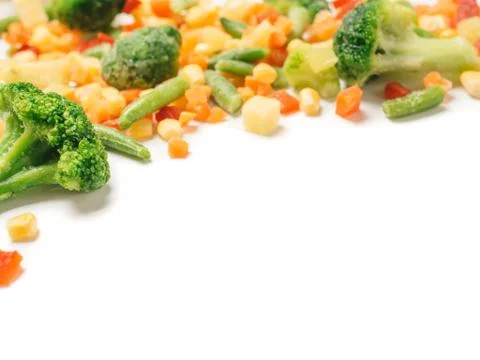 Frozen vegetables assorted isolated on whit Stock-Fotos