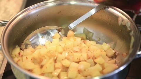 Frozen vegetables cooking in pot Stock Footage 78886366