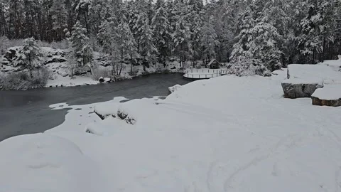 Frozen Water in the Canyon Stock Footage 295352044