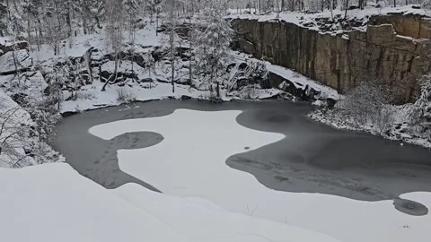 Frozen Water in the Canyon Stock Footage 295352065