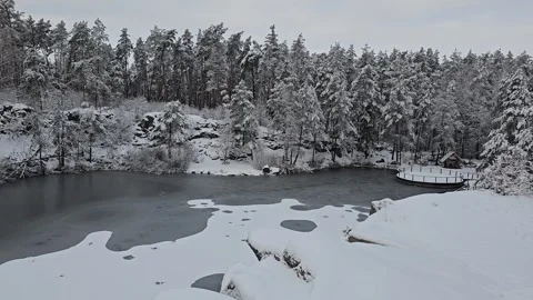 Frozen Water in the Canyon Stock Footage 295352092