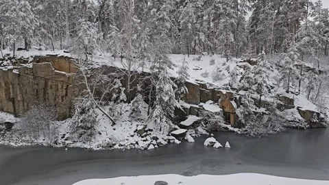 Frozen Water in the Canyon Stock Footage 295352097
