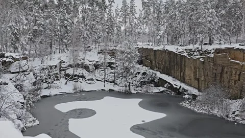 Frozen Water in the Canyon Stock Footage 295352155