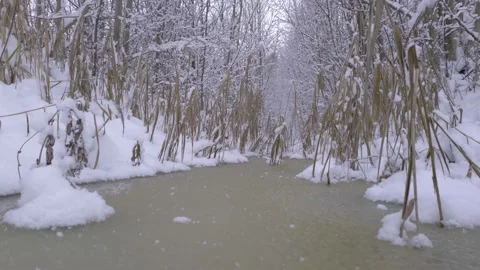 Frozen water course Stock Footage 147351185