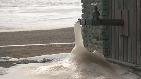 Frozen Water Leak from Pipe. Stock Footage 59528086