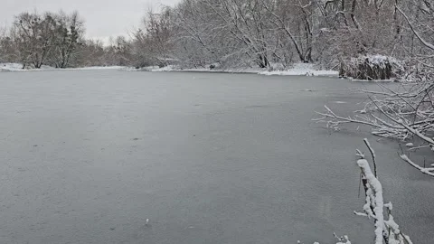 Frozen Water On The River Stock Footage 295351877