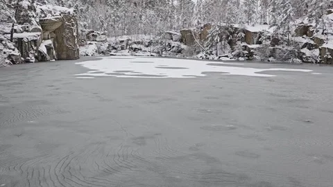 Frozen Water On The River Stock Footage 295351944