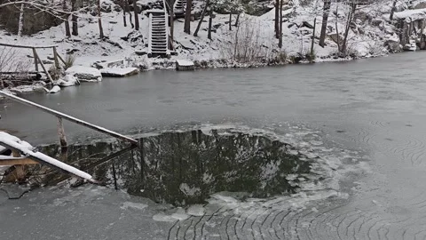 Frozen Water On The River Stock Footage 295352029