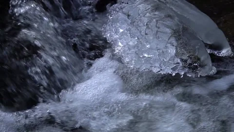 Frozen water by the stream Stock Footage 168686146