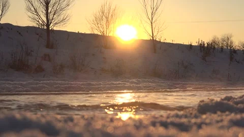 Frozen water surface holds ice sheets and cracks - Ice Layer and Cold Surface Stock Footage 339818116