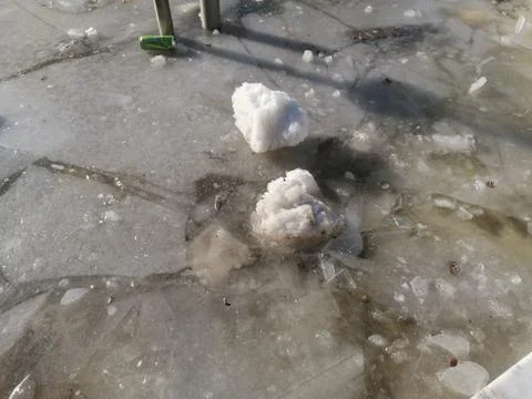 Frozen water in winter Stock Photos
